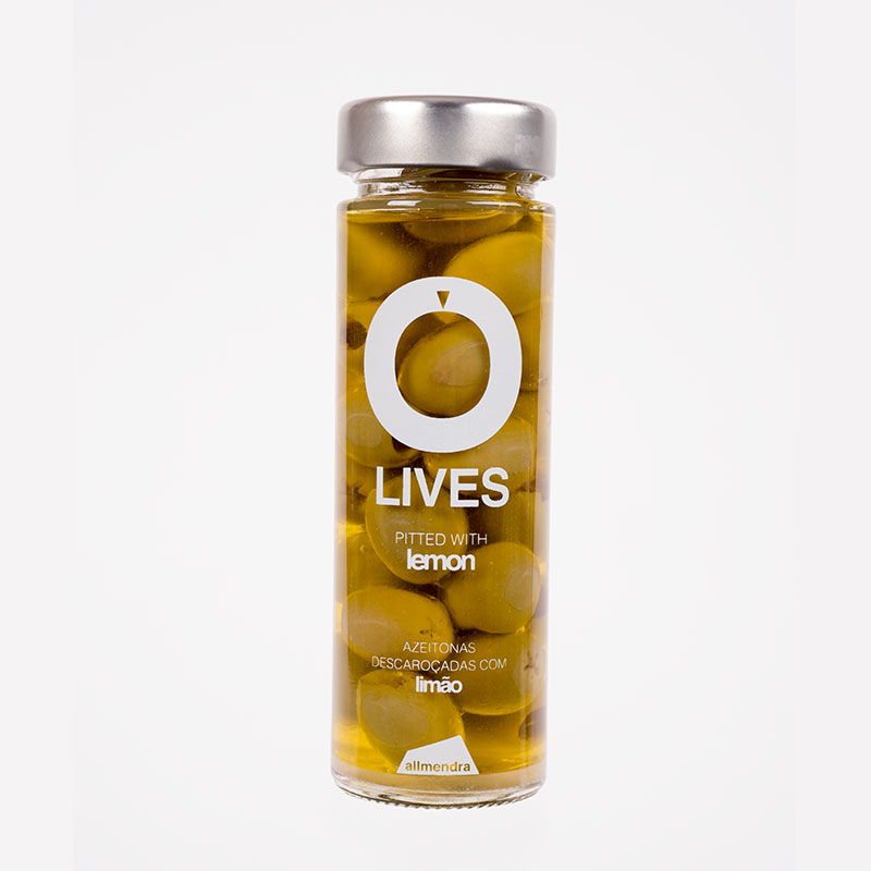 Allmendra Pitted Green Olives W/ Lemon 140g CARB PORTUGUESE ORGANIC OLIVE OILS